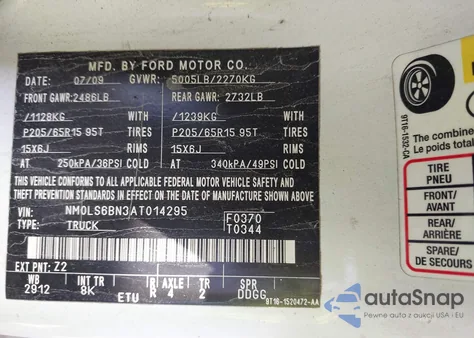 2010 Ford Transit Connect Xlt z USA, uszkodzony, nr VIN NM0LS6BN3AT014295